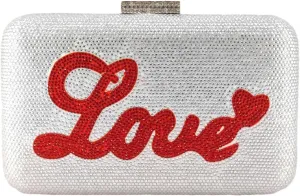 Boutique De FGG Luxury Crystal Evening Bags Women Heart and Love Clutch Purse for Wedding Bridal Rhinestone Handbags,Mini