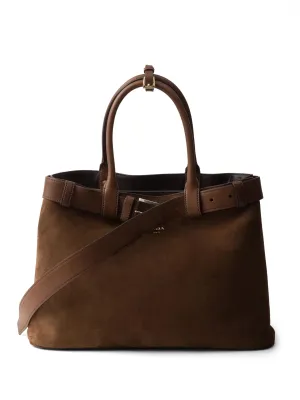 Buckled Suede Tote Bag