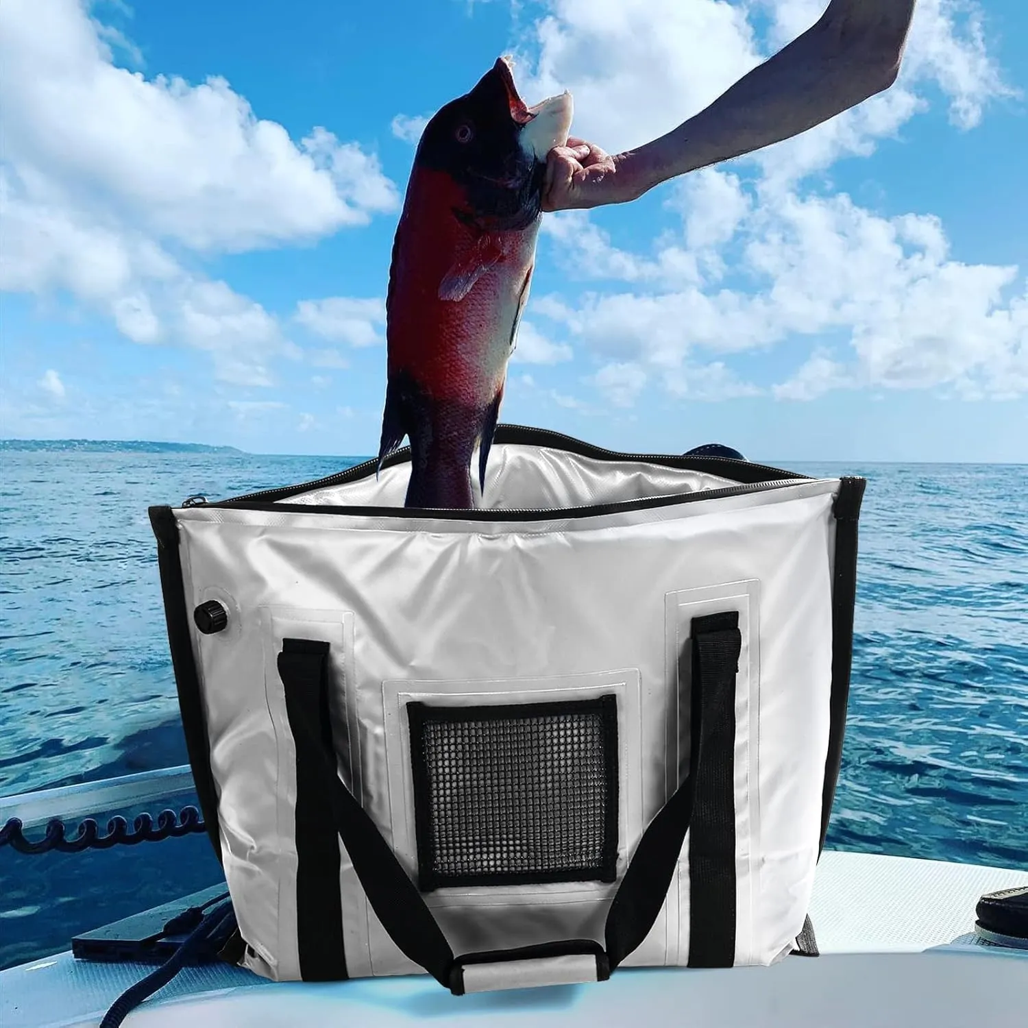 Buffalo Gear Insulated Fish Cooler - 27.5QT 58QT Waterproof Flat Bottom Bag, Leakproof and Fishing Kill Bag