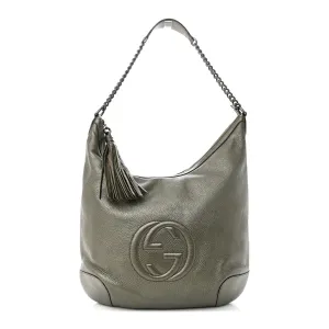 Calfskin Pebbled Metallic Gucci Medium Clean-lined Industrial-grade