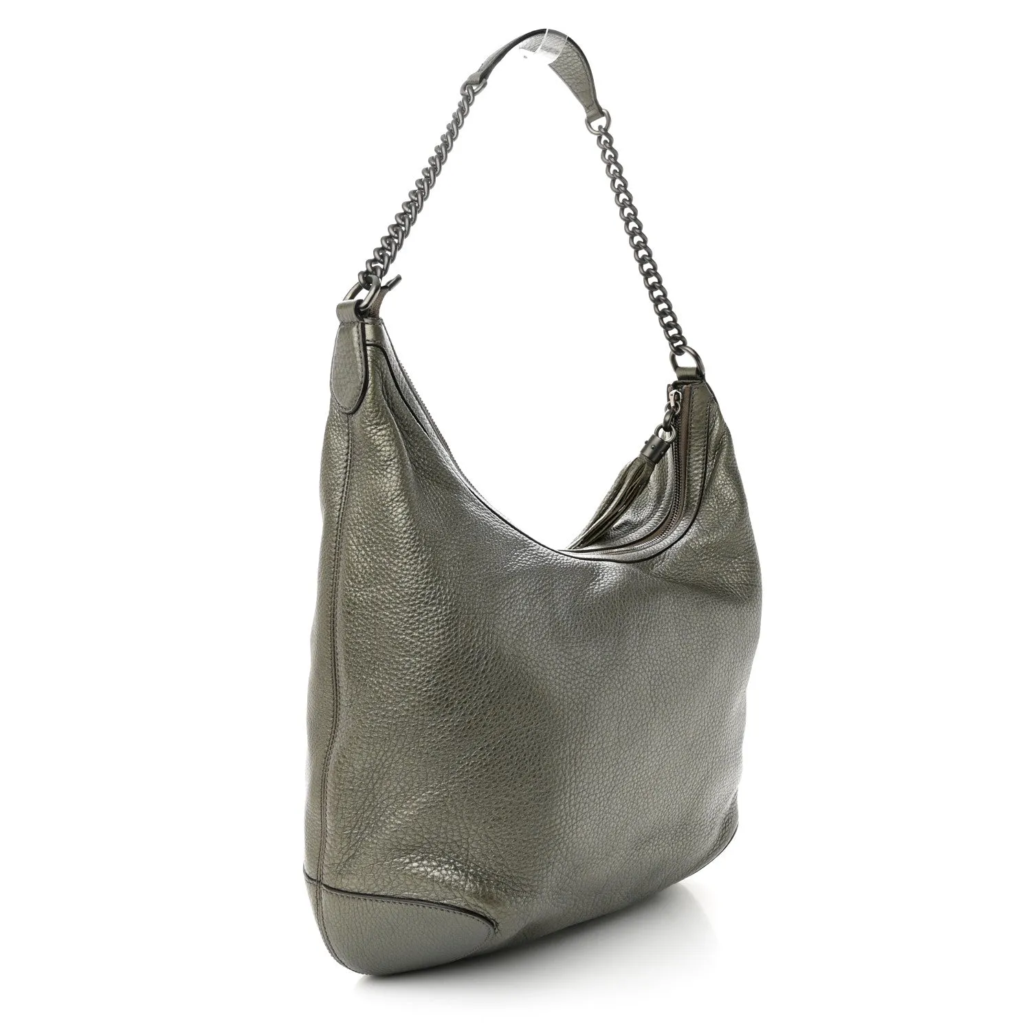 Calfskin Pebbled Metallic Gucci Medium Clean-lined Industrial-grade
