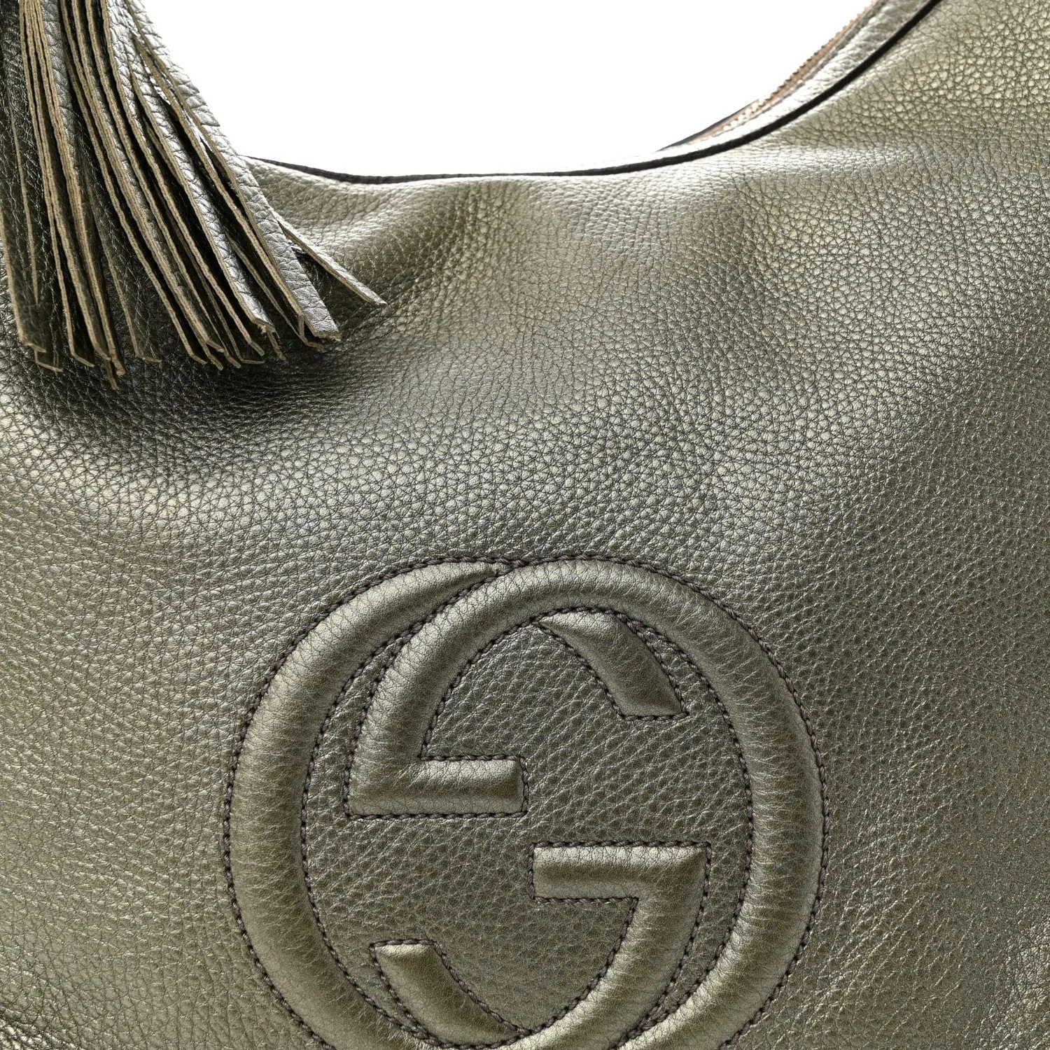 Calfskin Pebbled Metallic Gucci Medium Clean-lined Industrial-grade