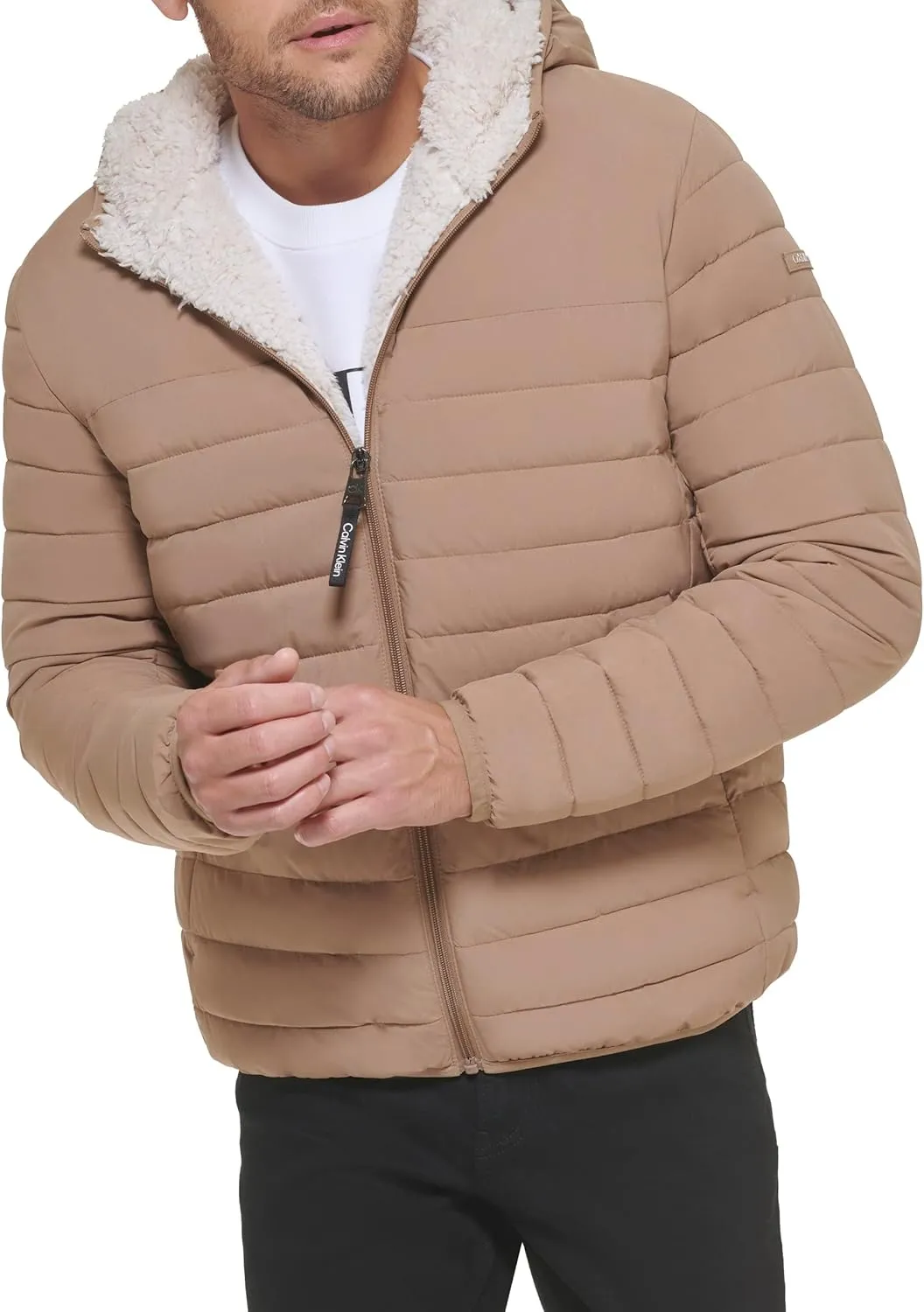 Calvin Klein mens Mid-weight Sherpa Lined Puffer