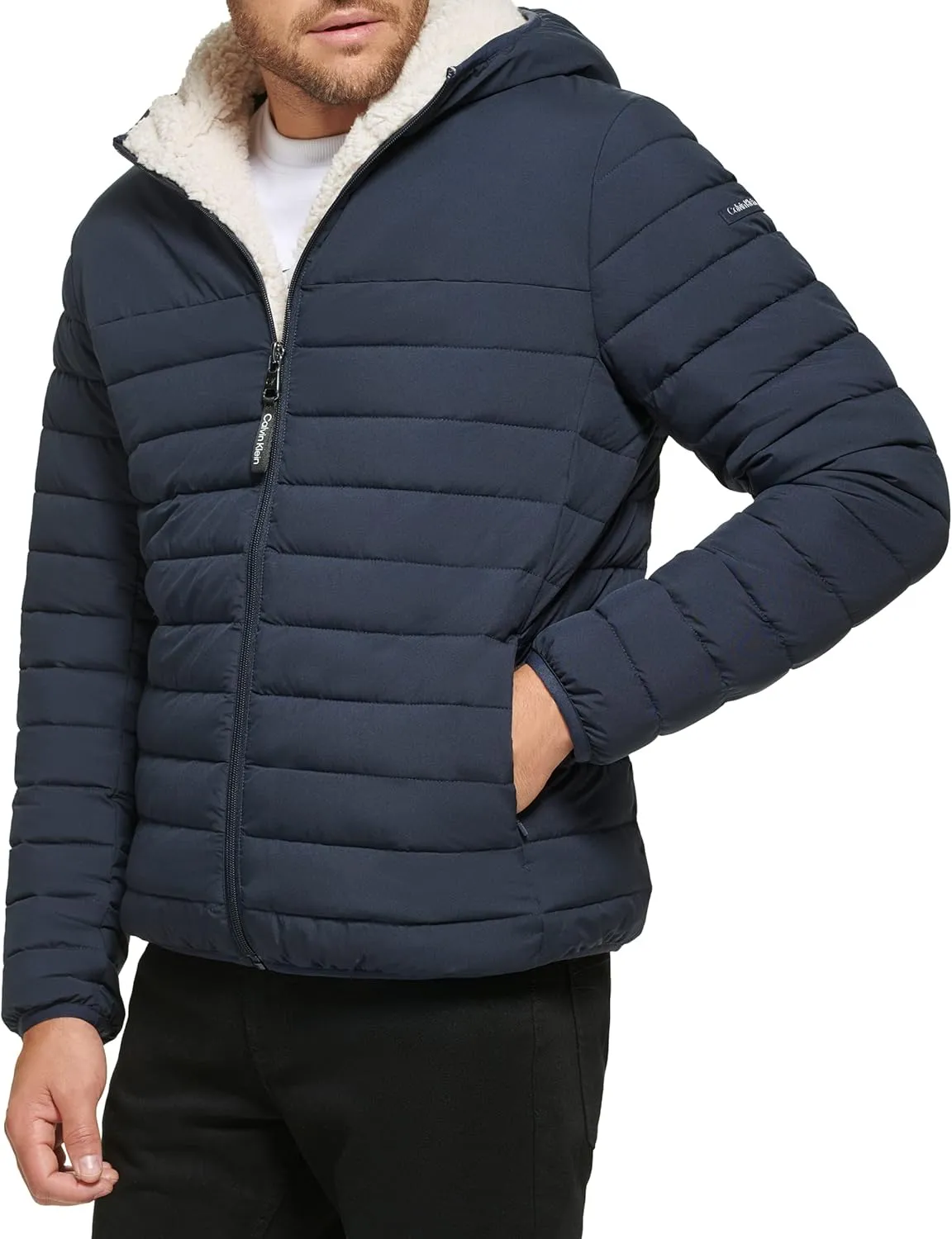 Calvin Klein mens Mid-weight Sherpa Lined Puffer