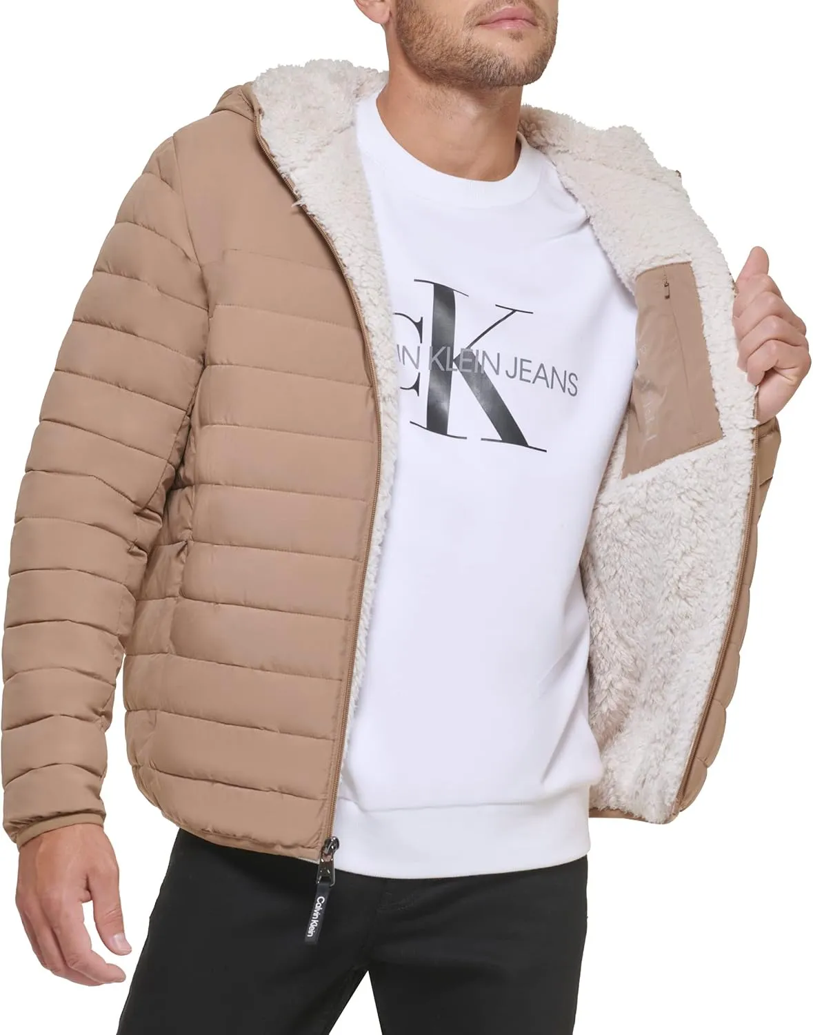 Calvin Klein mens Mid-weight Sherpa Lined Puffer