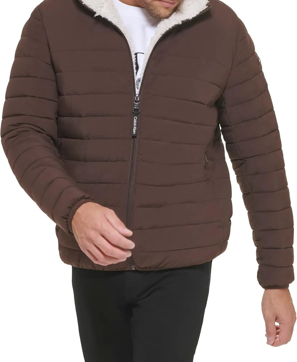 Calvin Klein mens Mid-weight Sherpa Lined Puffer