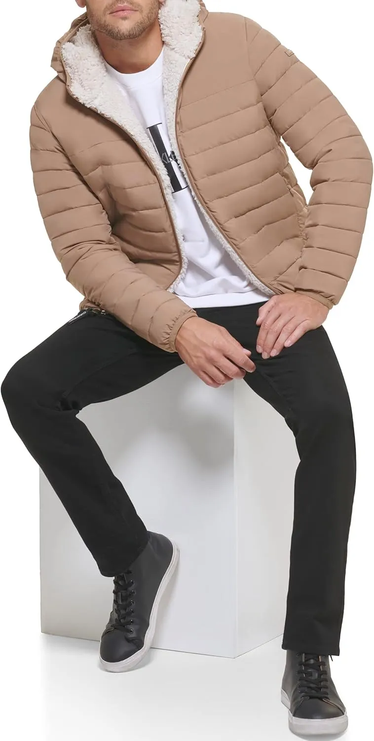 Calvin Klein mens Mid-weight Sherpa Lined Puffer
