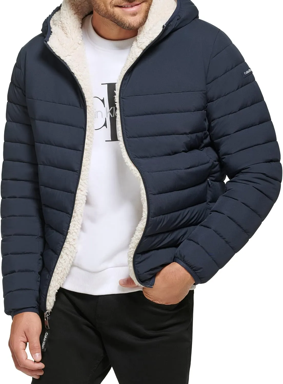Calvin Klein mens Mid-weight Sherpa Lined Puffer