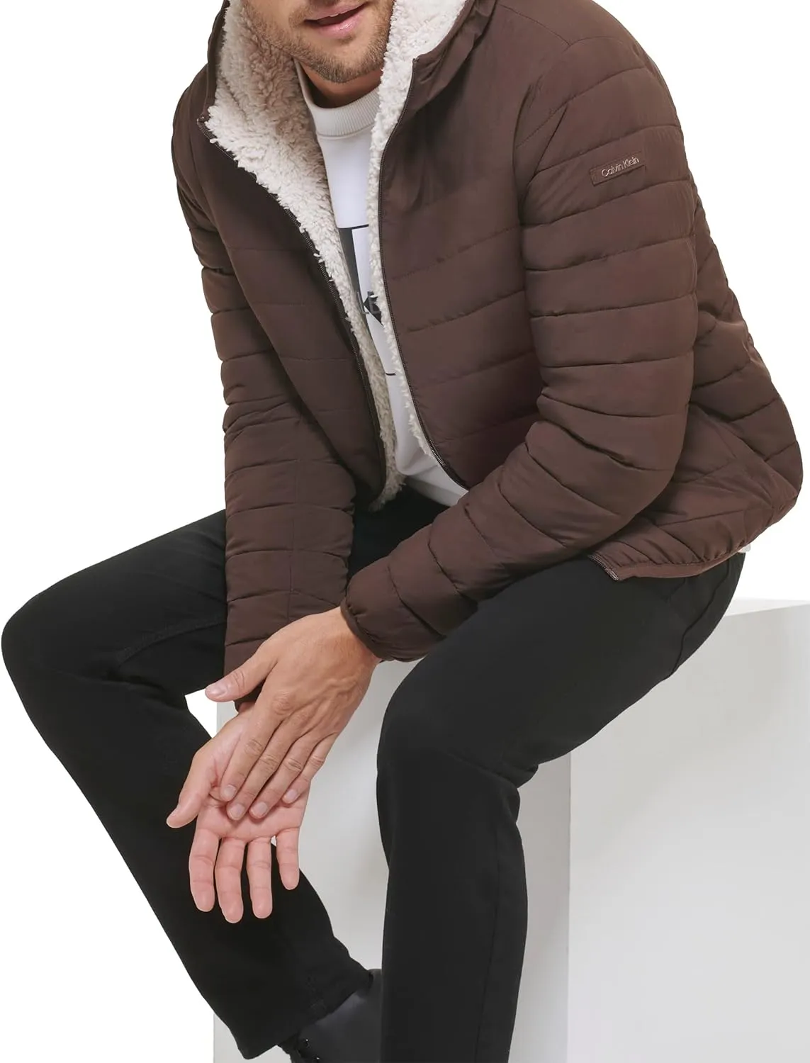 Calvin Klein mens Mid-weight Sherpa Lined Puffer