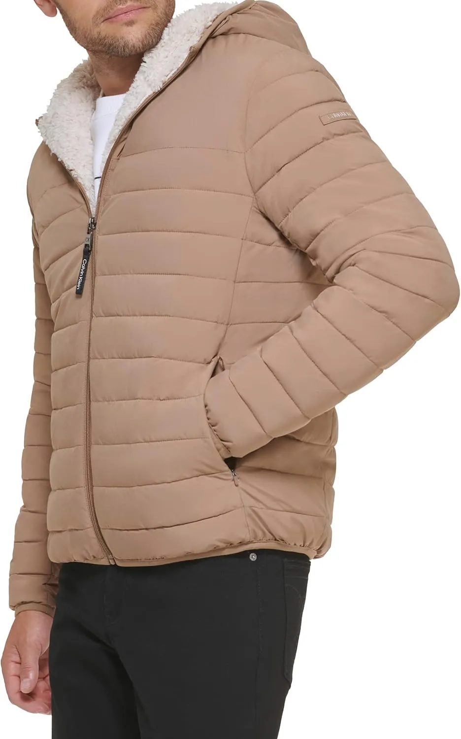 Calvin Klein mens Mid-weight Sherpa Lined Puffer