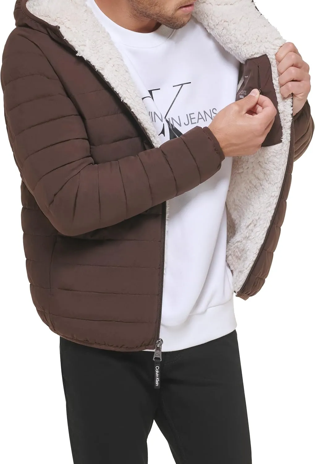 Calvin Klein mens Mid-weight Sherpa Lined Puffer
