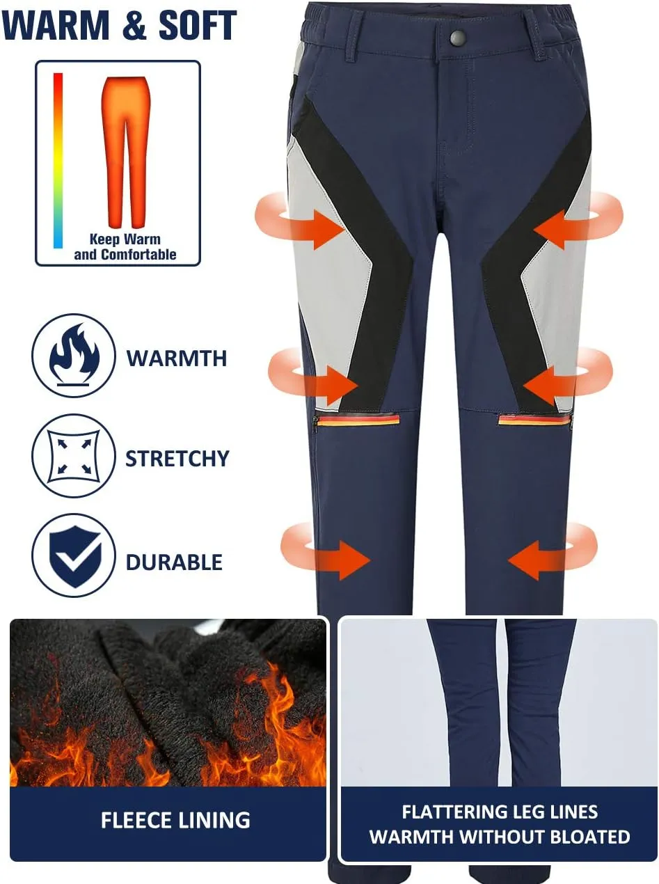 Camii Mia-Fleece-Lined-Hiking-Pants-for-Women-Outdoor Ski Snow Pants Slim Waterproof Windproof Water Resistant