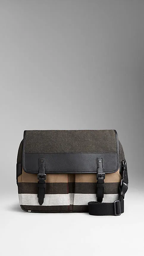 Canvas Check Messenger Bag