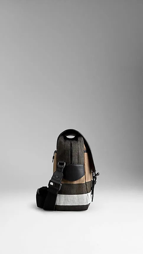 Canvas Check Messenger Bag
