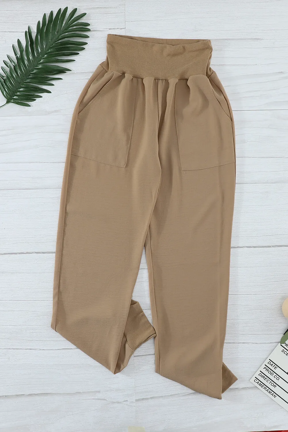 Casual Pocketed Elastic Waist Joggers