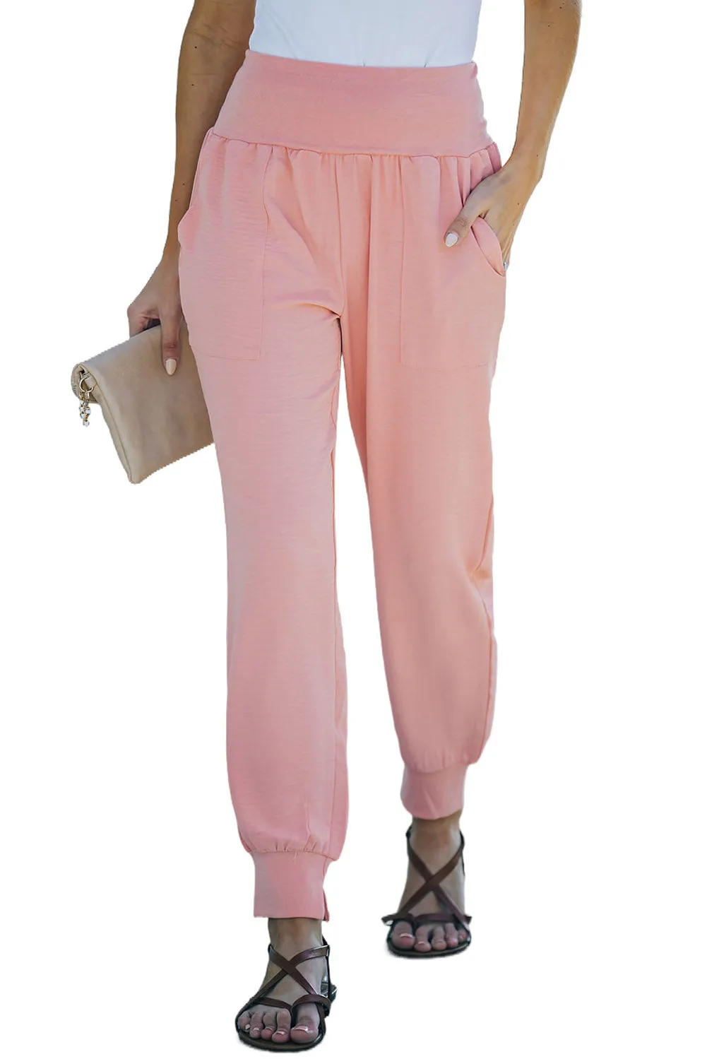 Casual Pocketed Elastic Waist Joggers