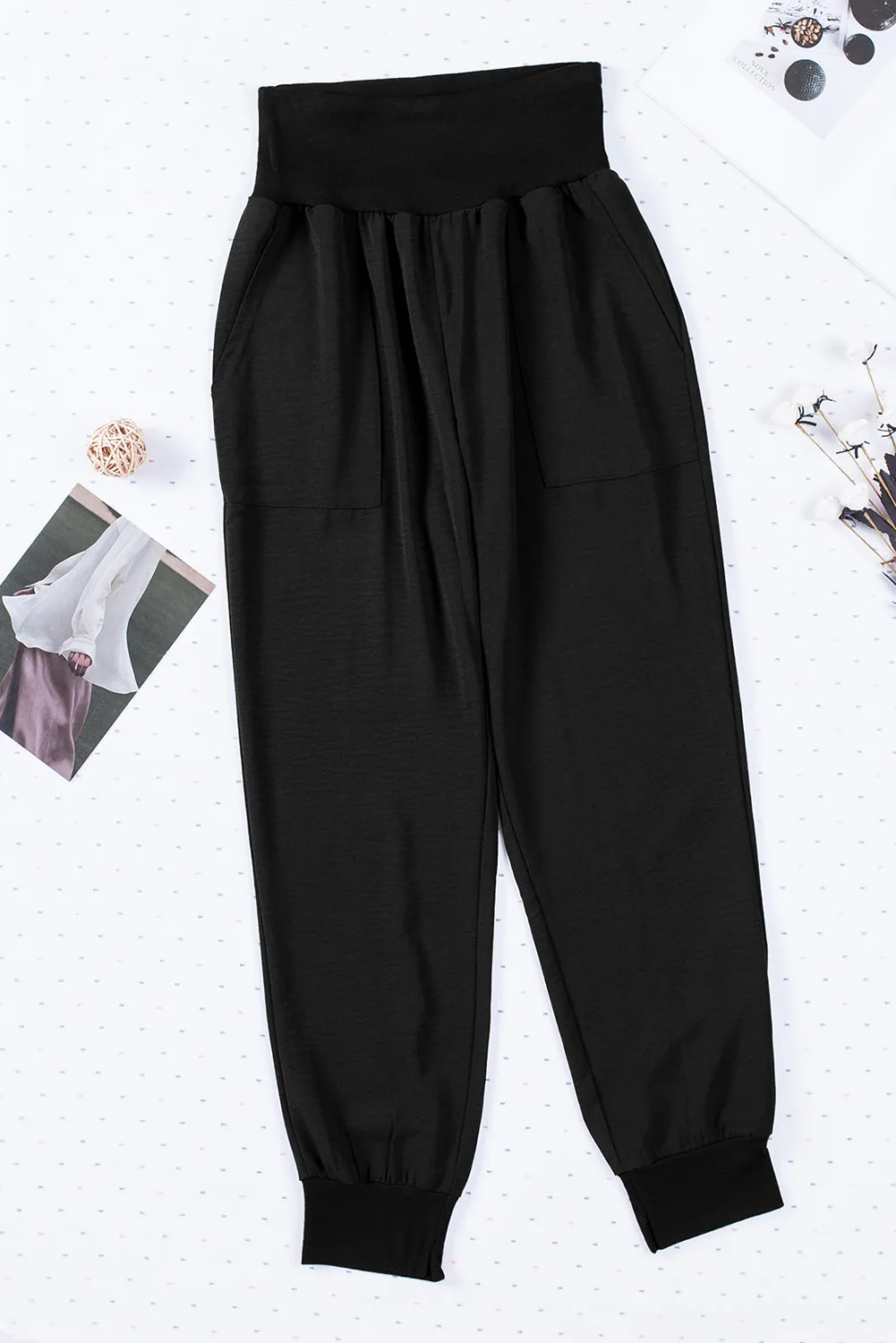 Casual Pocketed Elastic Waist Joggers