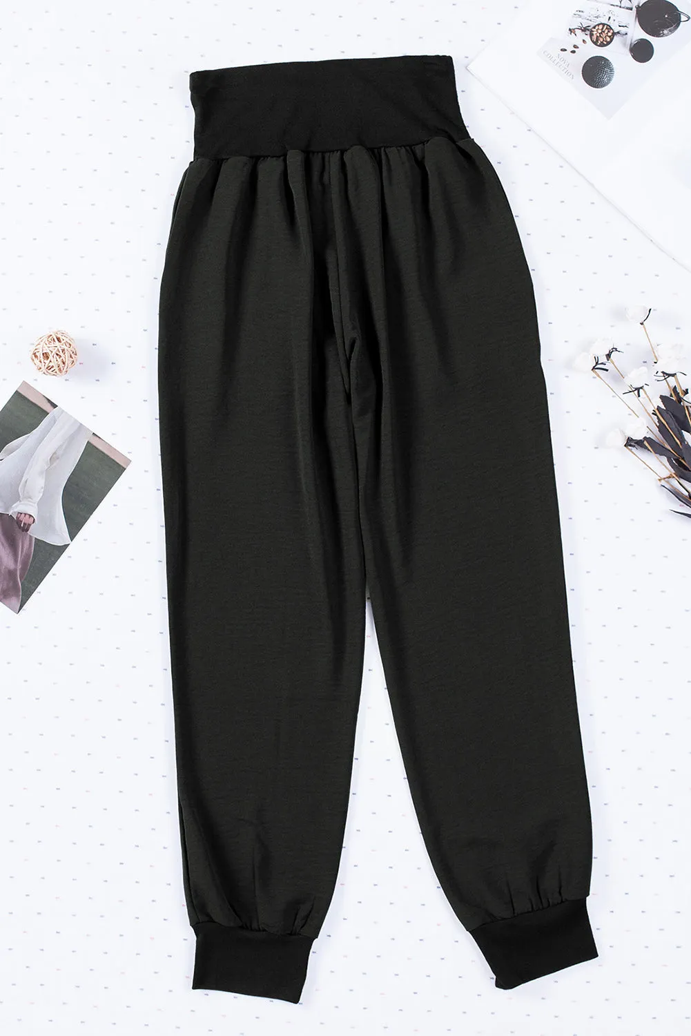 Casual Pocketed Elastic Waist Joggers