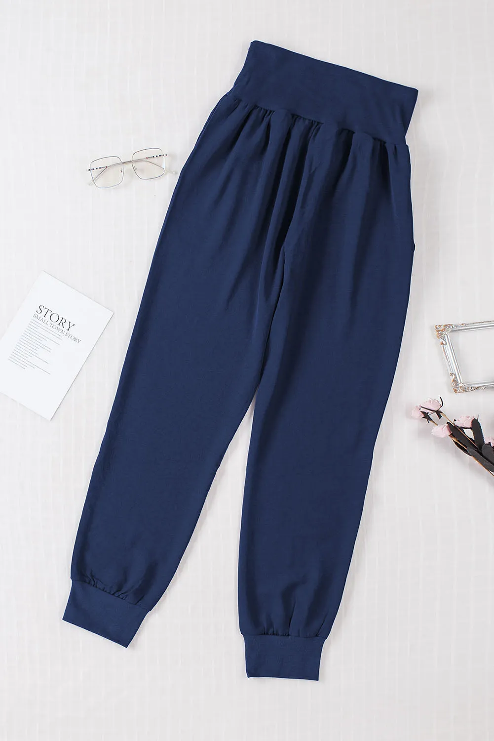 Casual Pocketed Elastic Waist Joggers