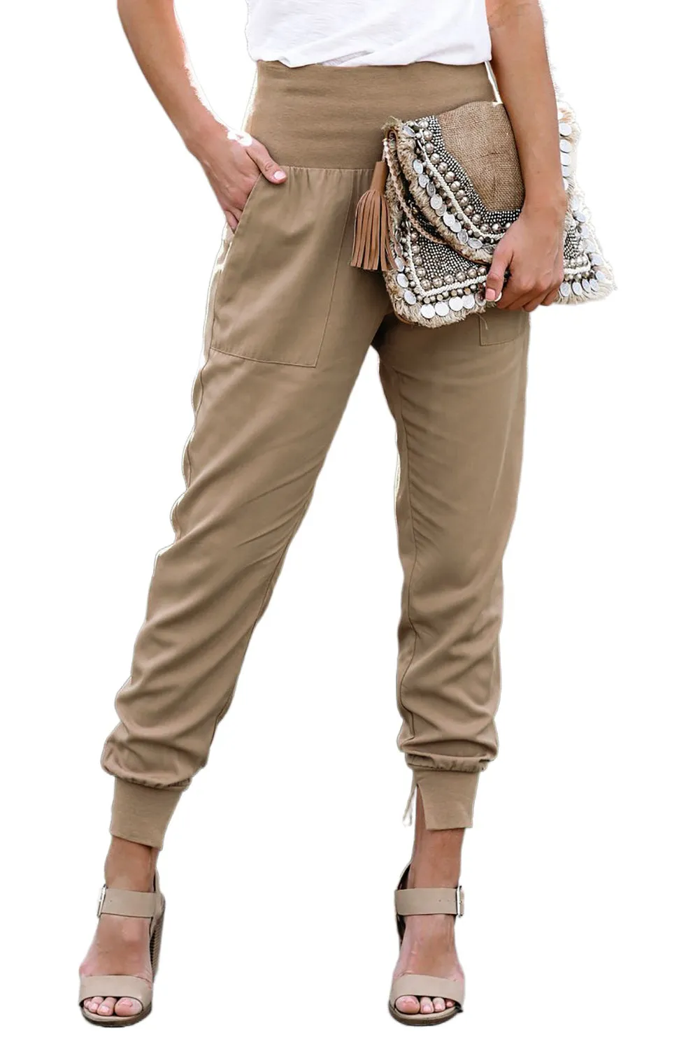Casual Pocketed Elastic Waist Joggers