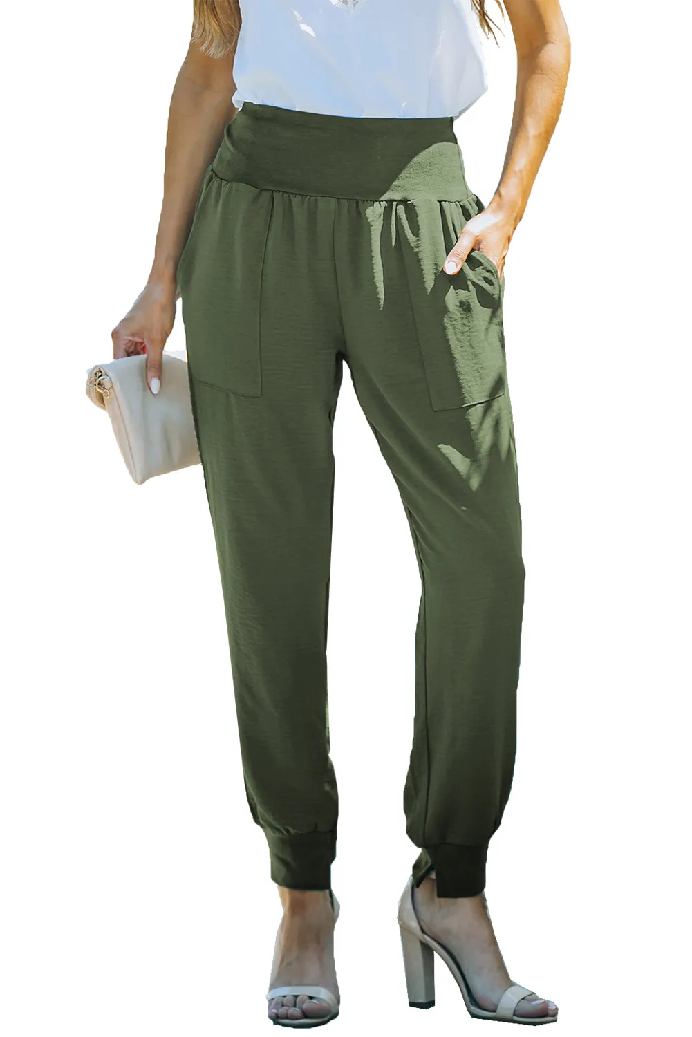 Casual Pocketed Elastic Waist Joggers