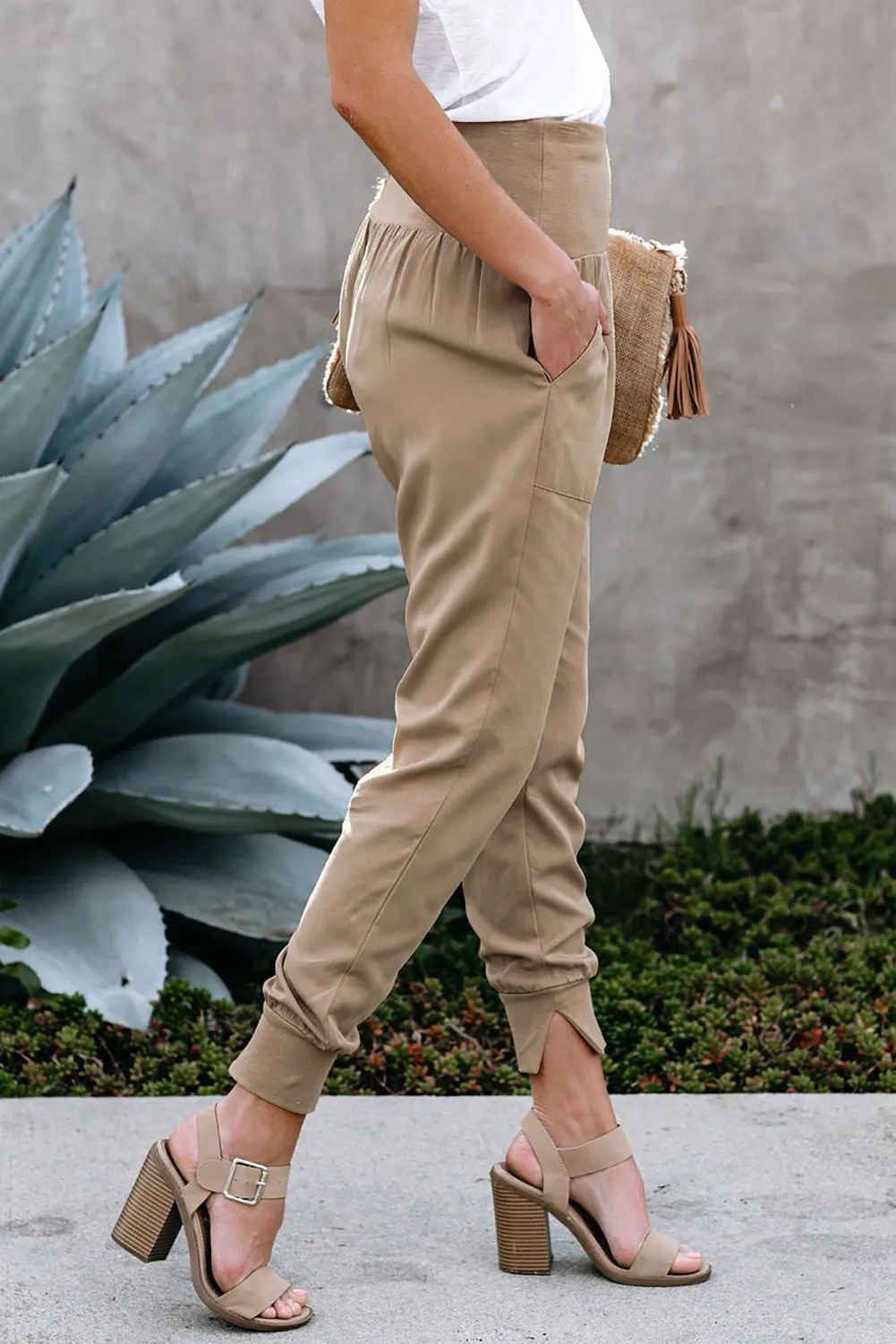 Casual Pocketed Elastic Waist Joggers