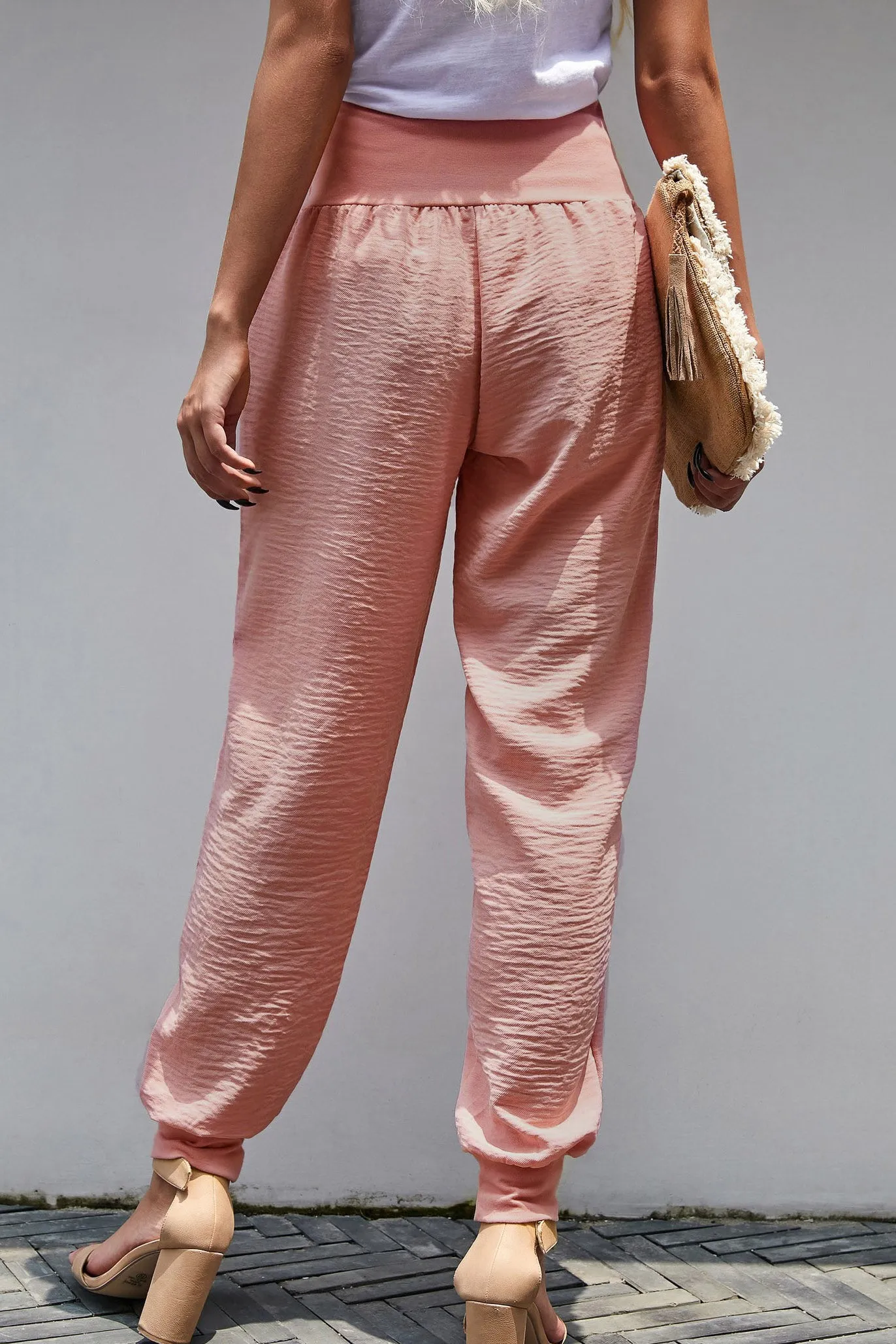 Casual Pocketed Elastic Waist Joggers