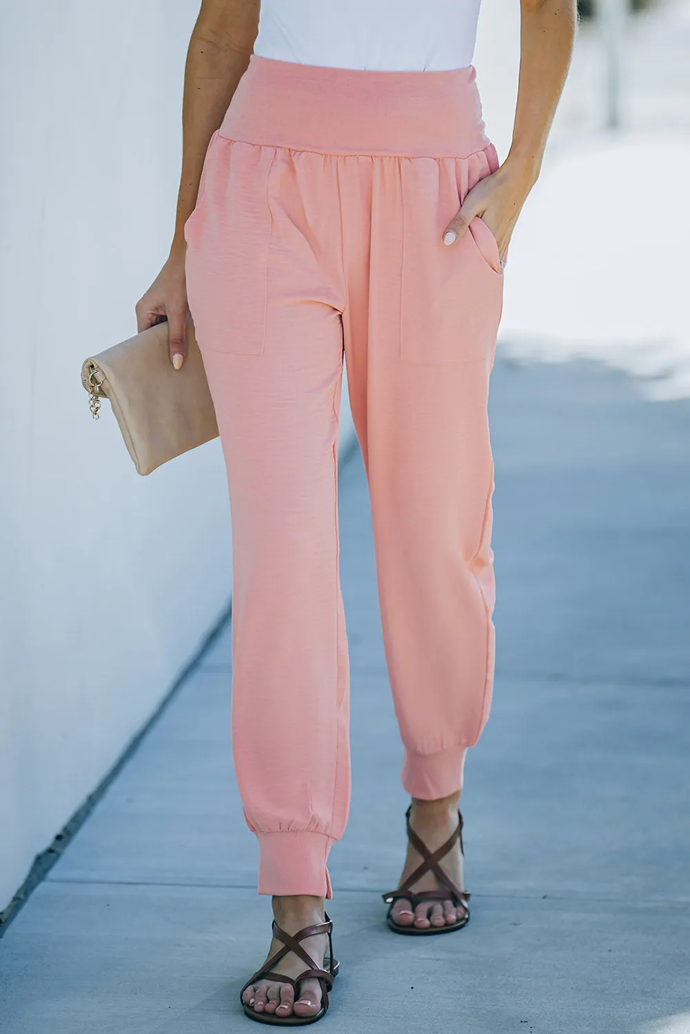 Casual Pocketed Elastic Waist Joggers
