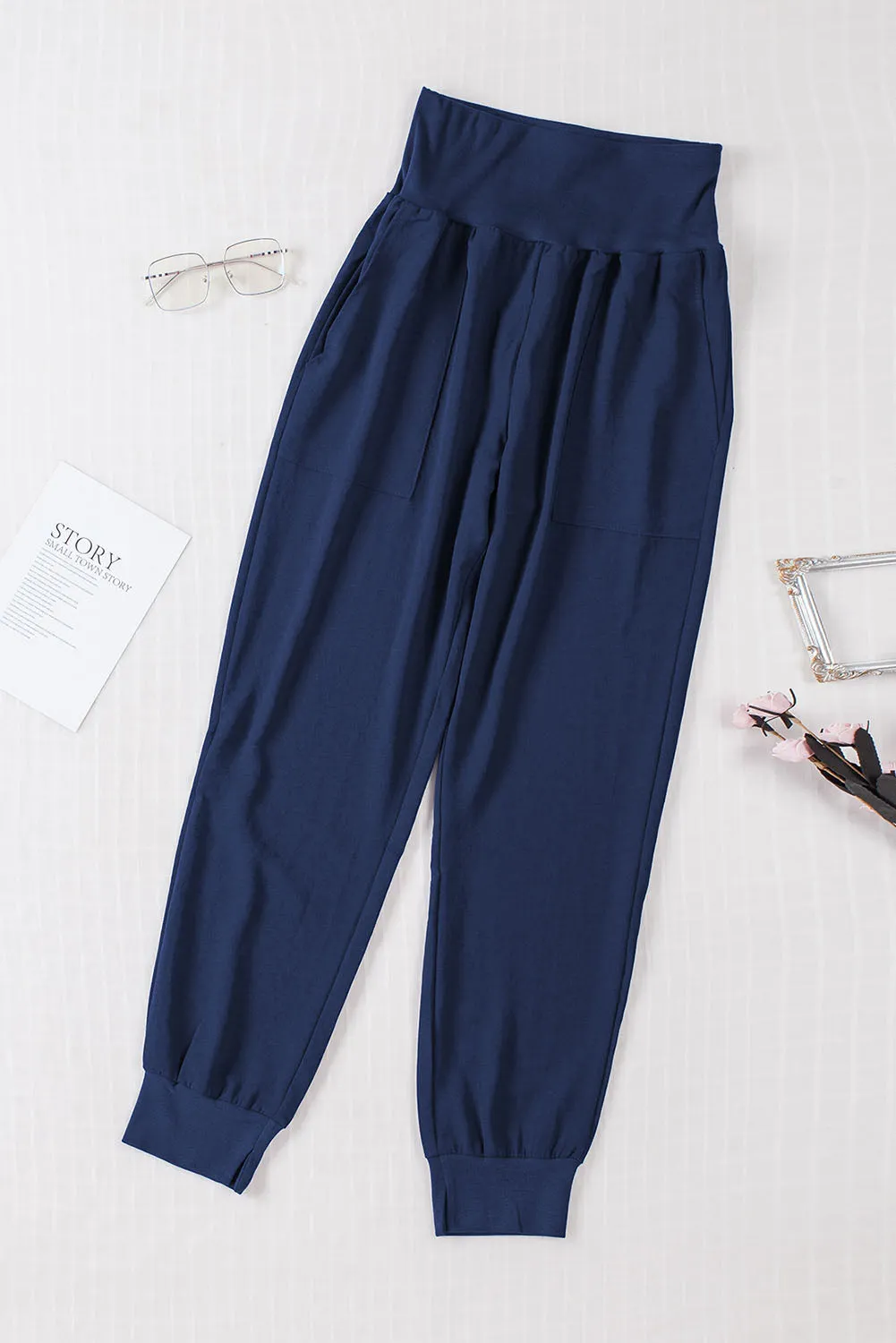 Casual Pocketed Elastic Waist Joggers