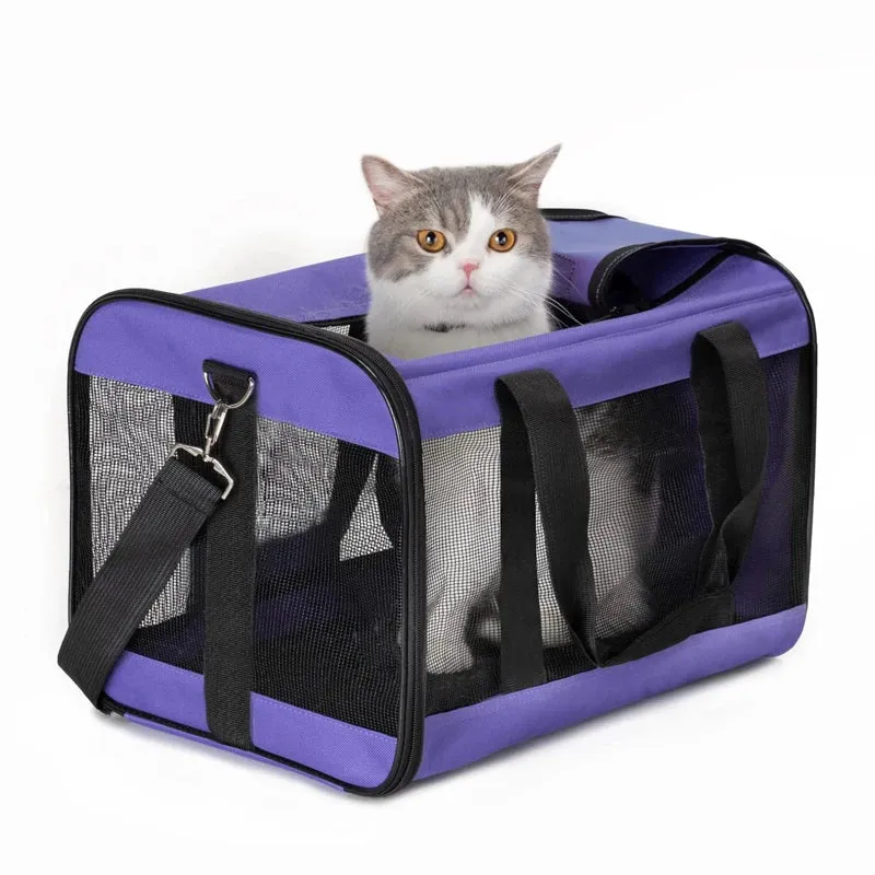 Cat Bags Portable Dog Carrier Bag Mesh Breathable for Small Portable Folding Handbag Travel Pet Bag Transport Bag