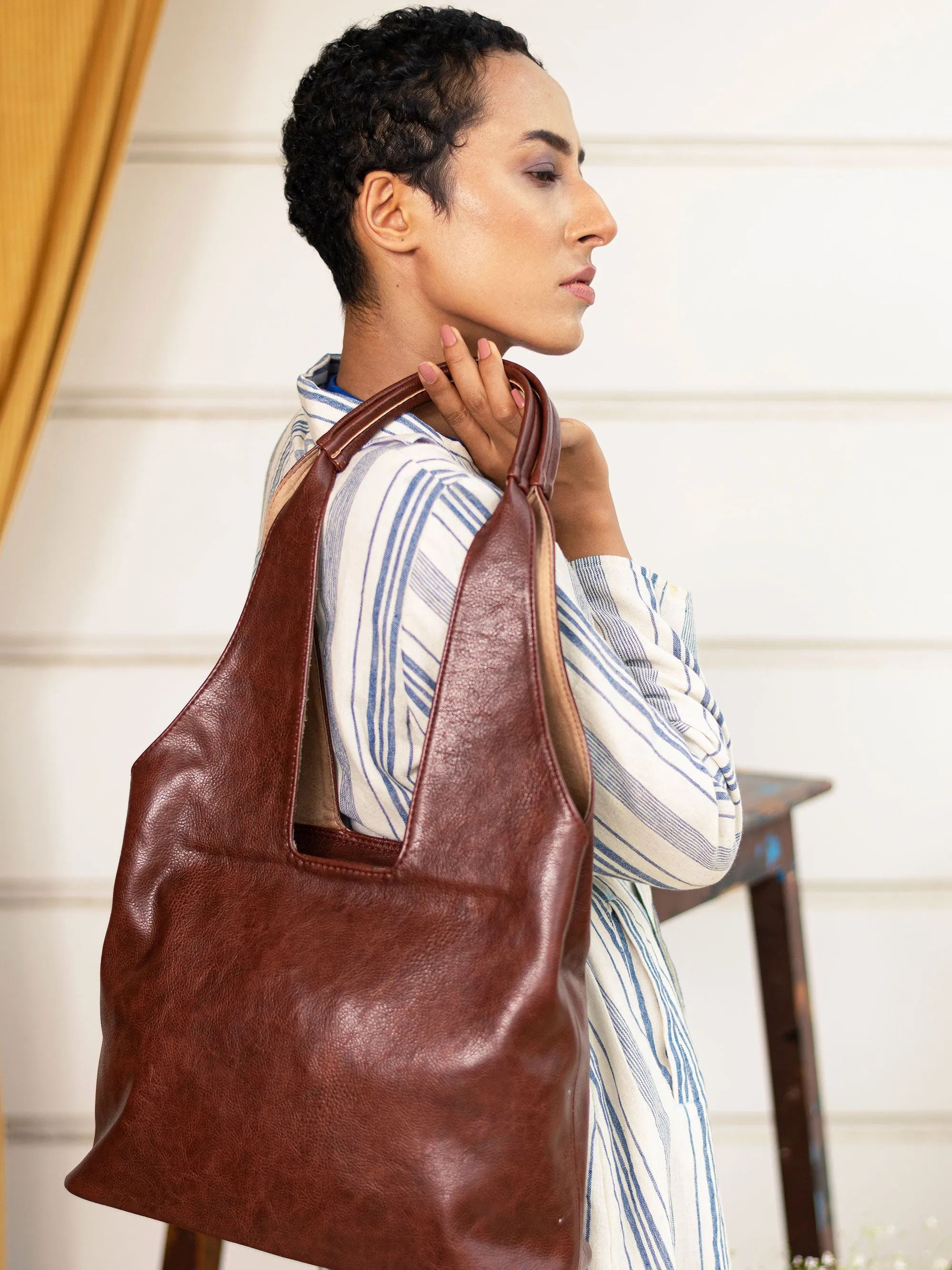 Cherry Brown Handcrafted Tote Bag