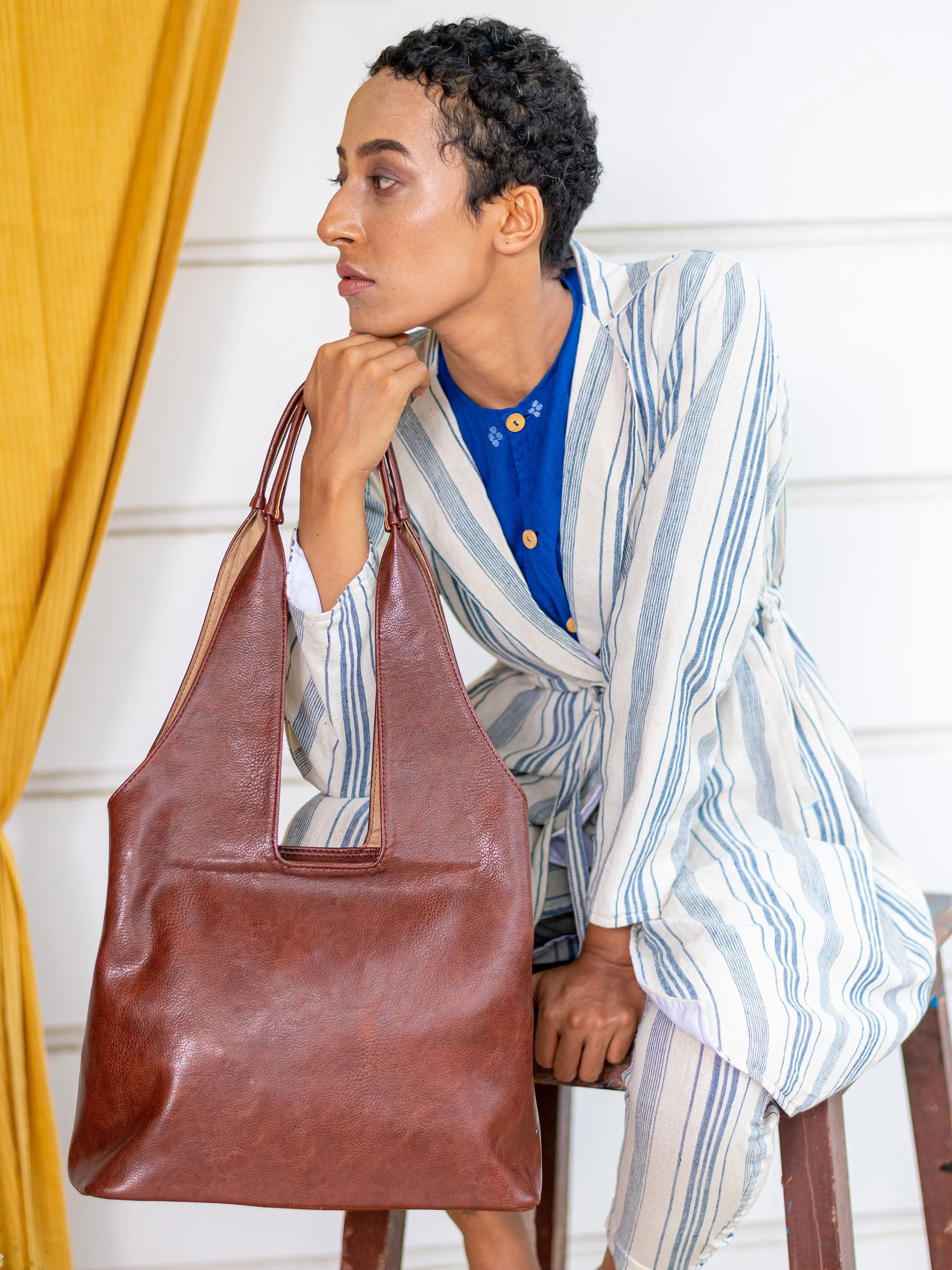 Cherry Brown Handcrafted Tote Bag