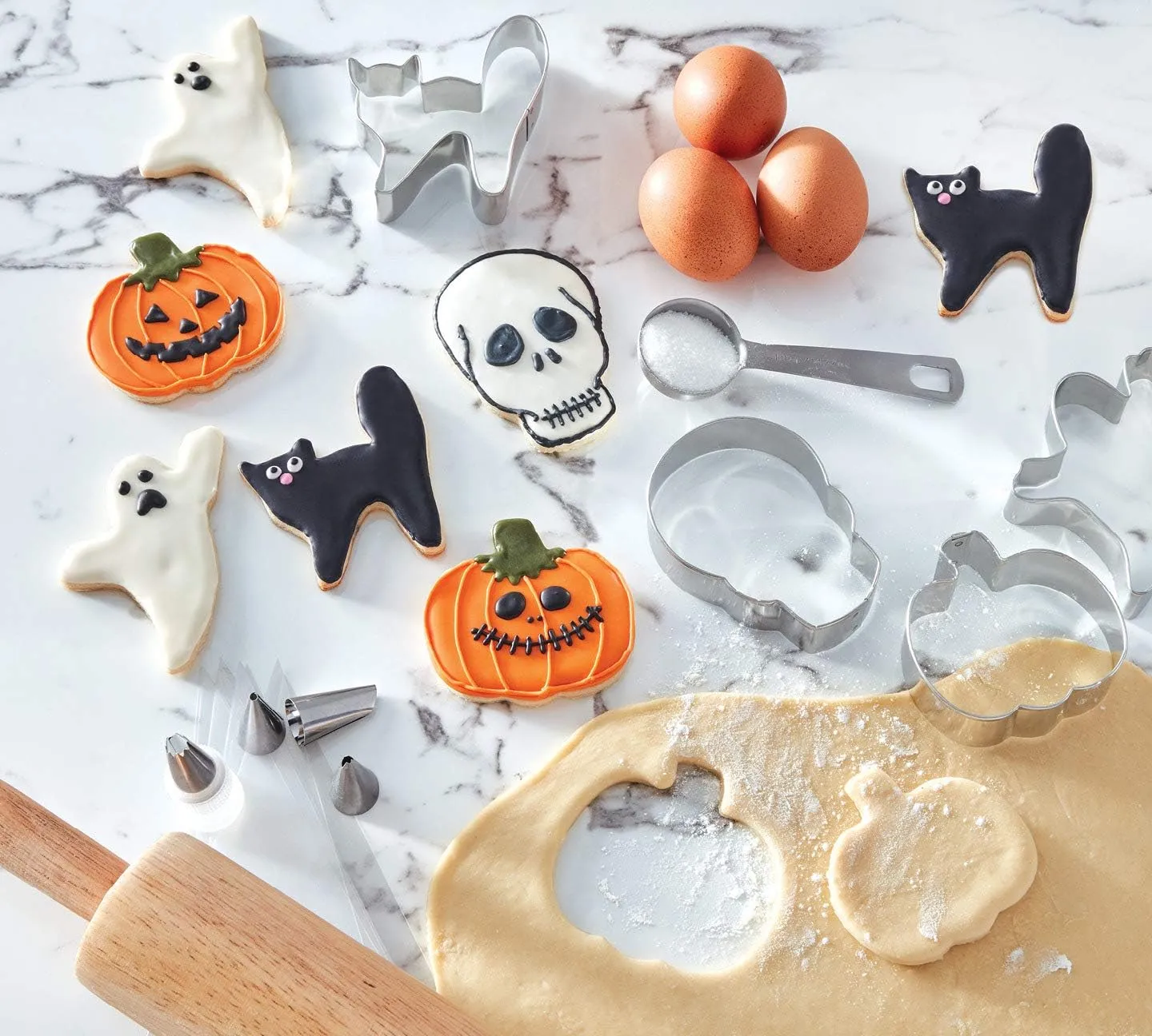 Chicago Metallic Halloween Cookie Cutter Kit, 19-Piece, Silver