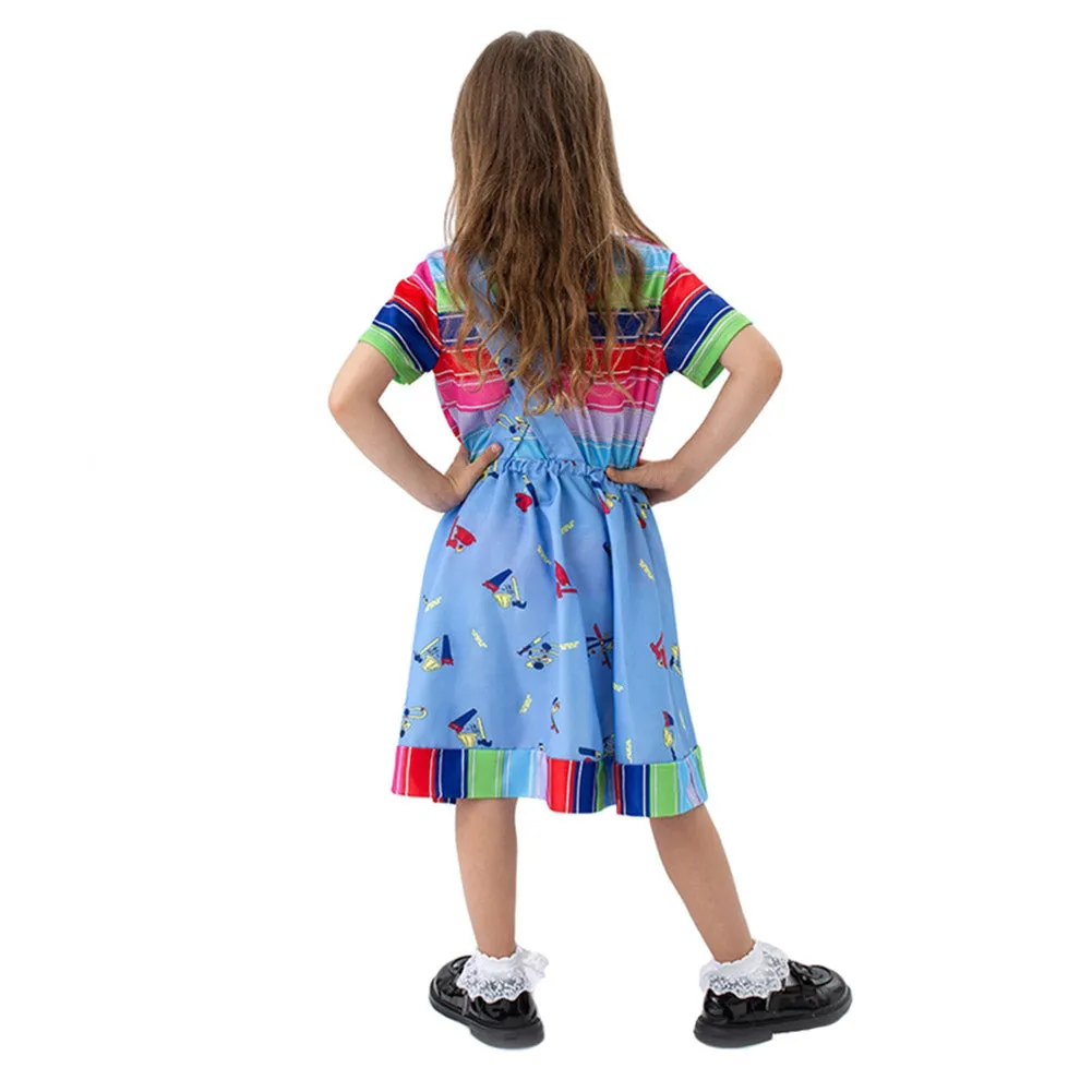 Child's Play Chucky Kids Children Girls Blue Dress Cosplay Costume Outfits