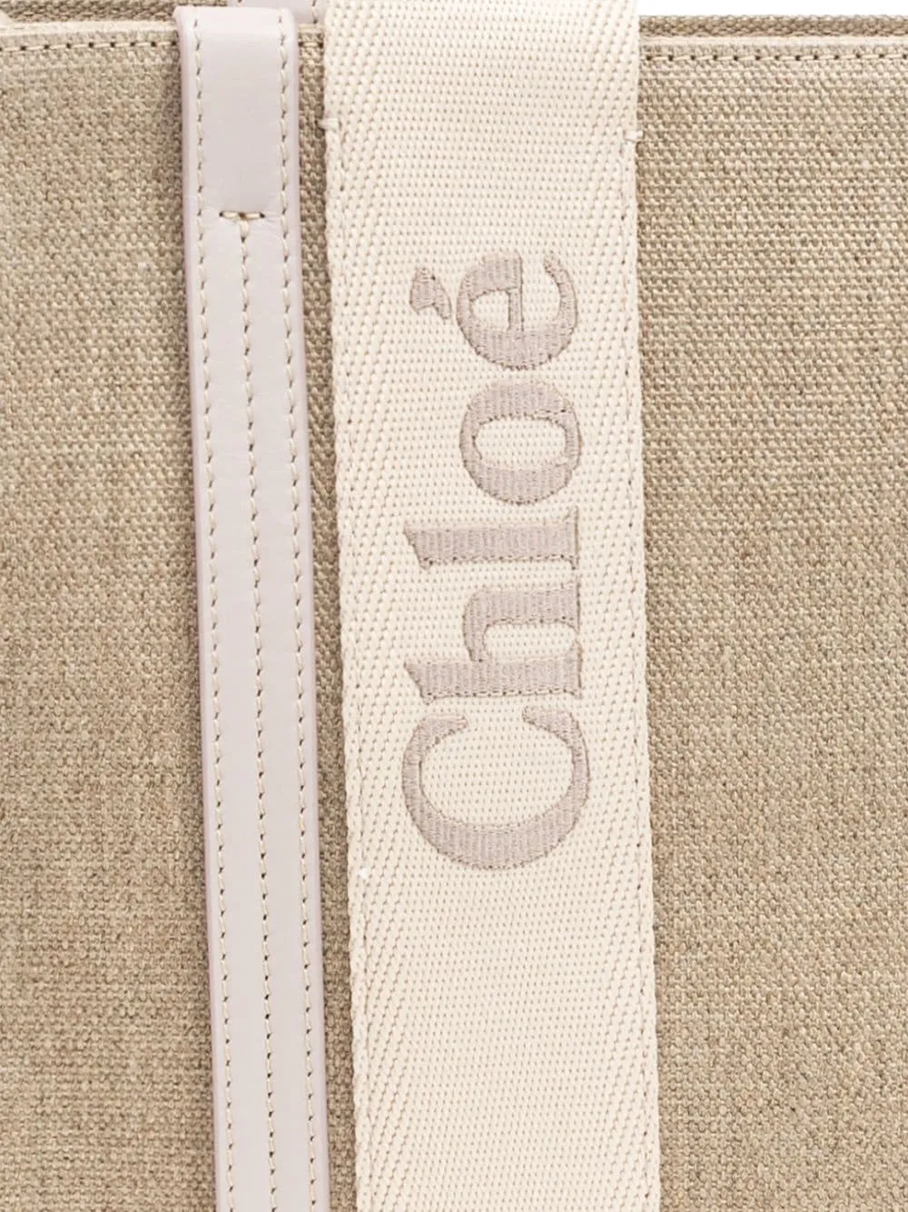 Chloè Woody Medium Canvas And Leather Tote Bag