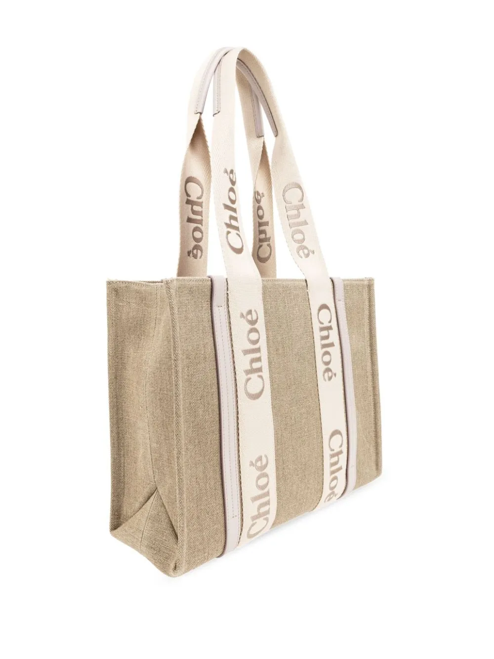 Chloè Woody Medium Canvas And Leather Tote Bag