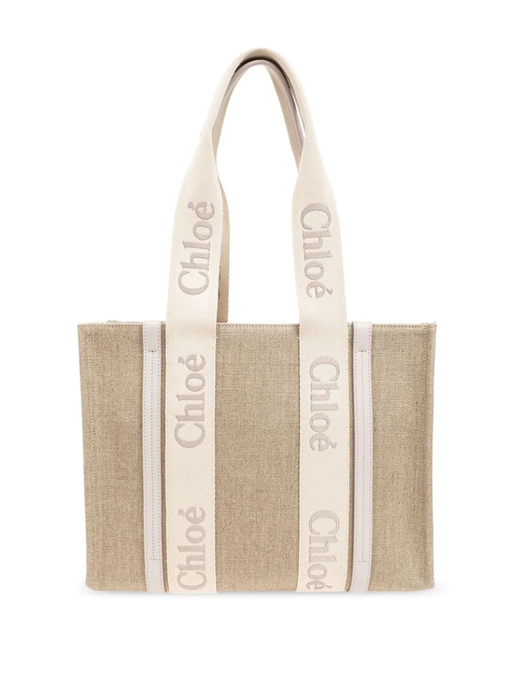 Chloè Woody Medium Canvas And Leather Tote Bag