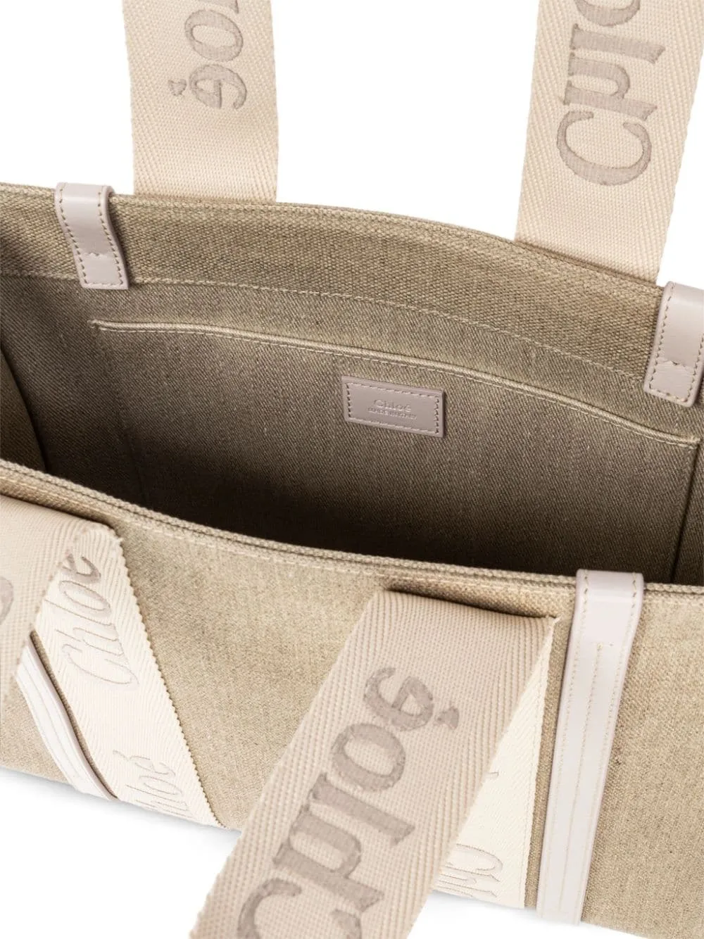 Chloè Woody Medium Canvas And Leather Tote Bag