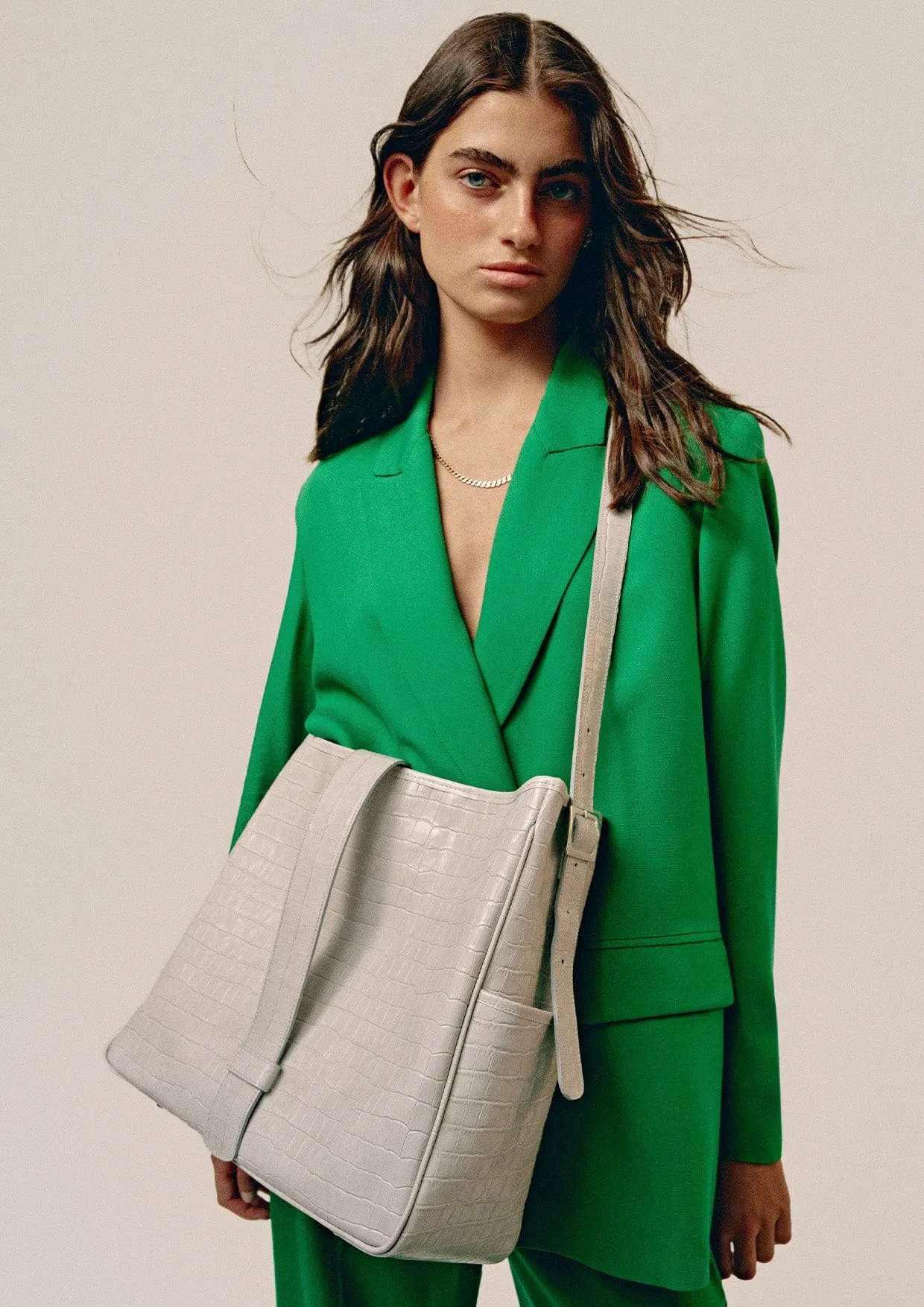Cocó Leather Mock-Crocodile Tote Bag