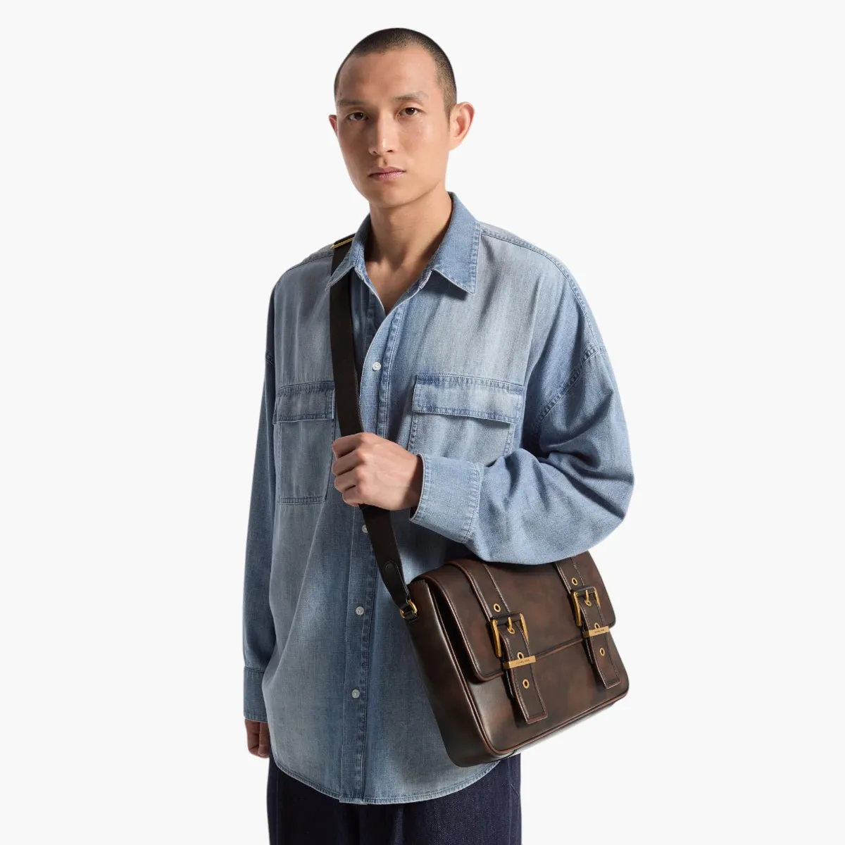 Colby Burnished Leather Messenger Bag