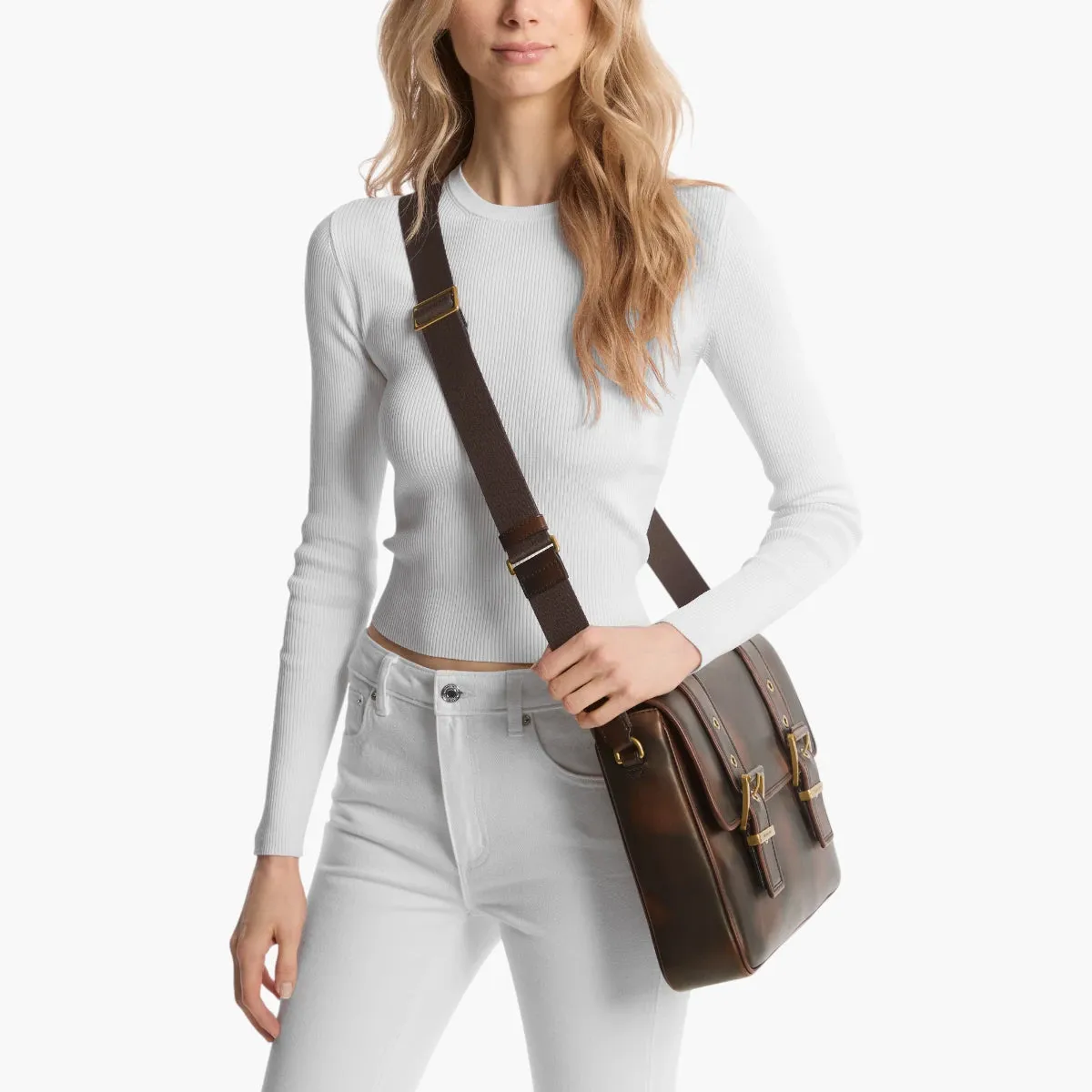 Colby Burnished Leather Messenger Bag