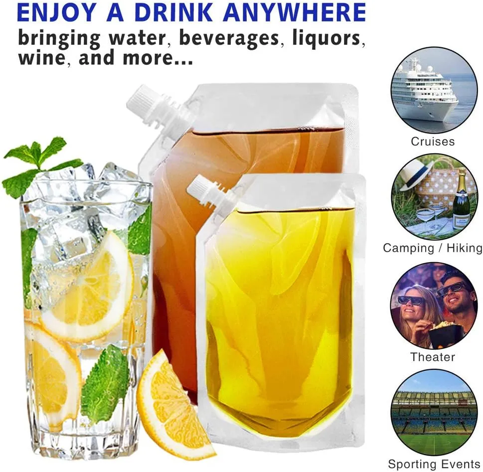 Concealable And Reusable cruise sneak flask Liquor kit,Rum Runner Alcohol Juice Travel Plastic Flasks Liquor Bags For Sneak Drink（0-5-5 Kit）
