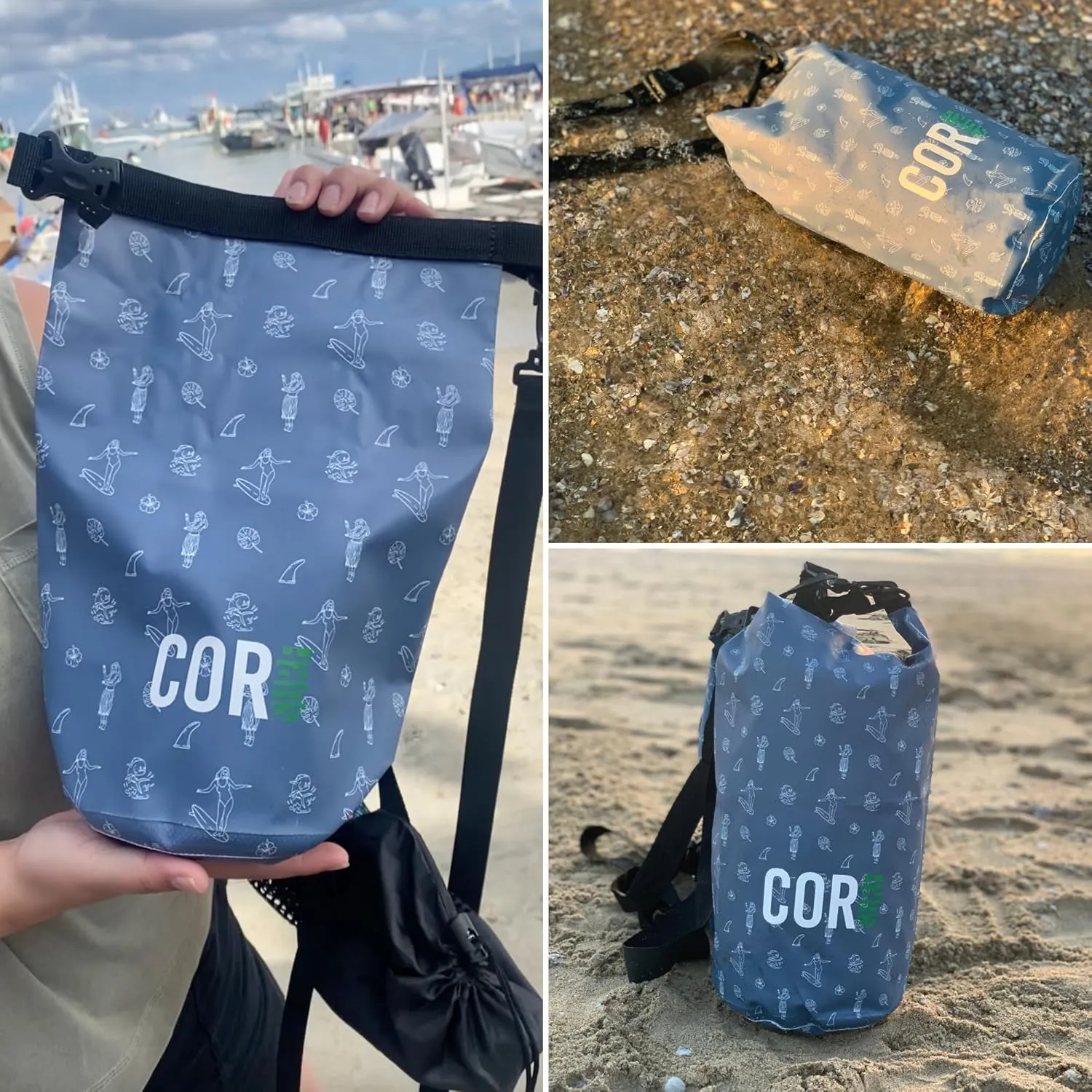 COR Surf Floating Waterproof Dry Bag 3L | 5L |10L | 15L Roll Top Sack Keeps Gear Dry for Kayaking, Rafting, Boating, Swimming, Camping, Hiking, Beach, Fishing