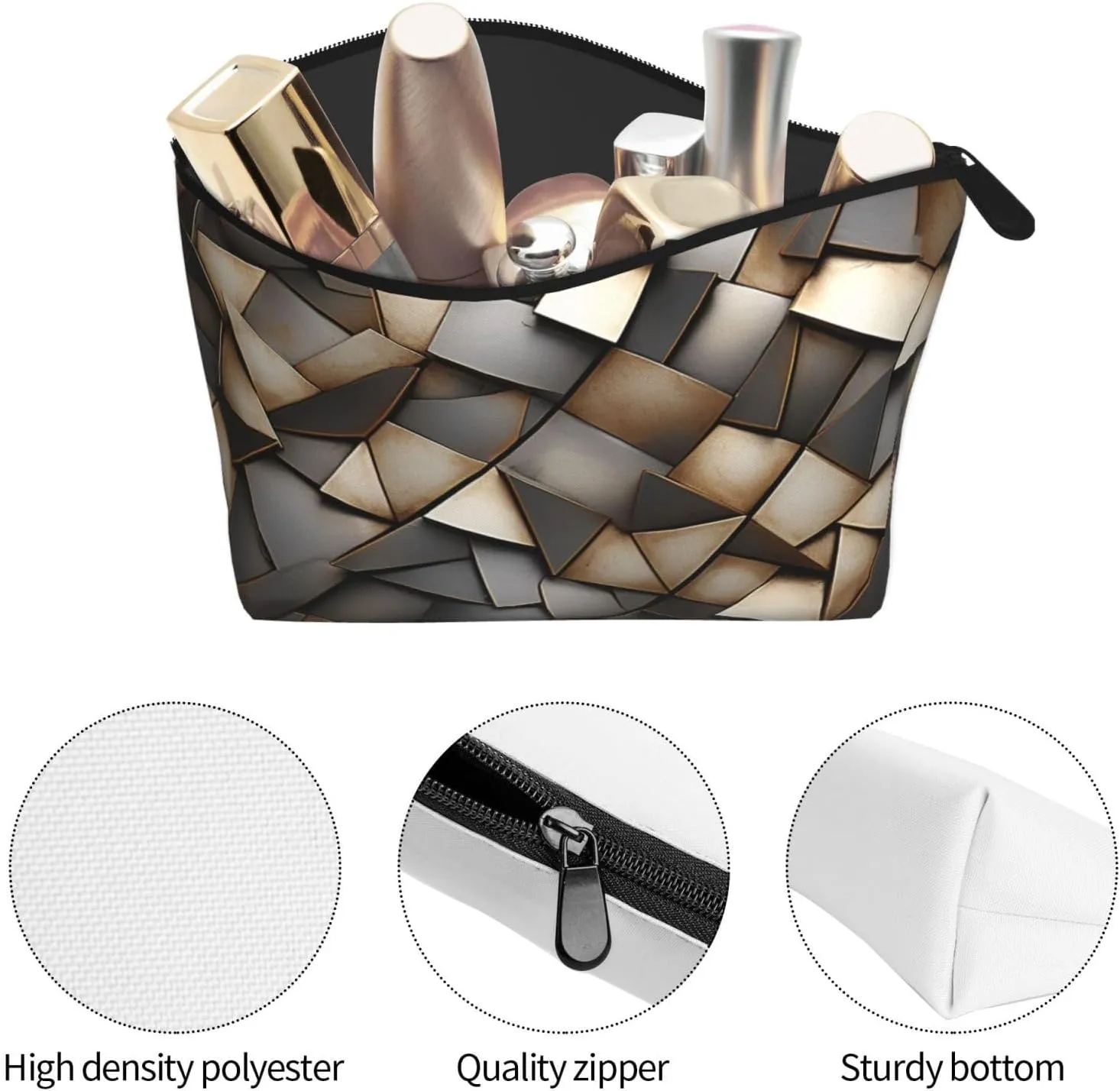 Cosmetic Bag Portable Makeup Bag Metallic Pattern Toiletry Bag Large Capacity Zipper Pouch Waterproof Toiletry Pouch Makeup Organizer Case for Women Men