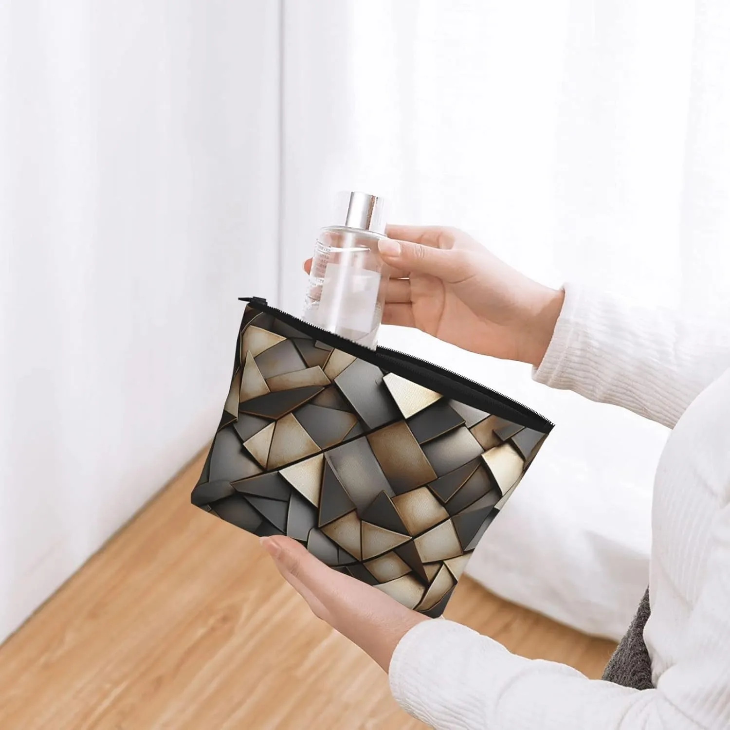 Cosmetic Bag Portable Makeup Bag Metallic Pattern Toiletry Bag Large Capacity Zipper Pouch Waterproof Toiletry Pouch Makeup Organizer Case for Women Men
