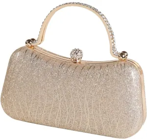 Covelin Evening Bag Sparkling Frosted Purses for Women Lady Shiny Party Elegant Handbag Wedding Bag with Chain