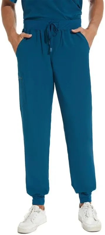 COZYFIT Scrub Pants for Men - Slim Jogger Pants with 5 Pockets, Yoga Waistband, Anti-Wrinkle Scrubs for Men