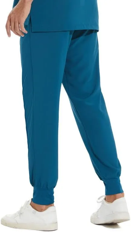 COZYFIT Scrub Pants for Men - Slim Jogger Pants with 5 Pockets, Yoga Waistband, Anti-Wrinkle Scrubs for Men