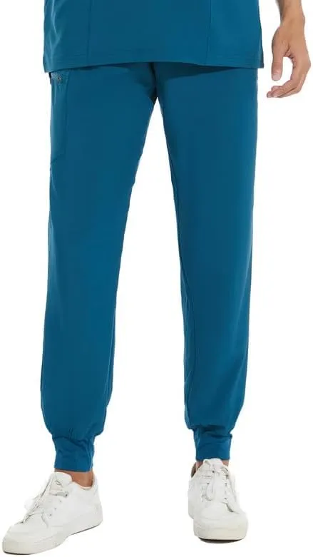COZYFIT Scrub Pants for Men - Slim Jogger Pants with 5 Pockets, Yoga Waistband, Anti-Wrinkle Scrubs for Men