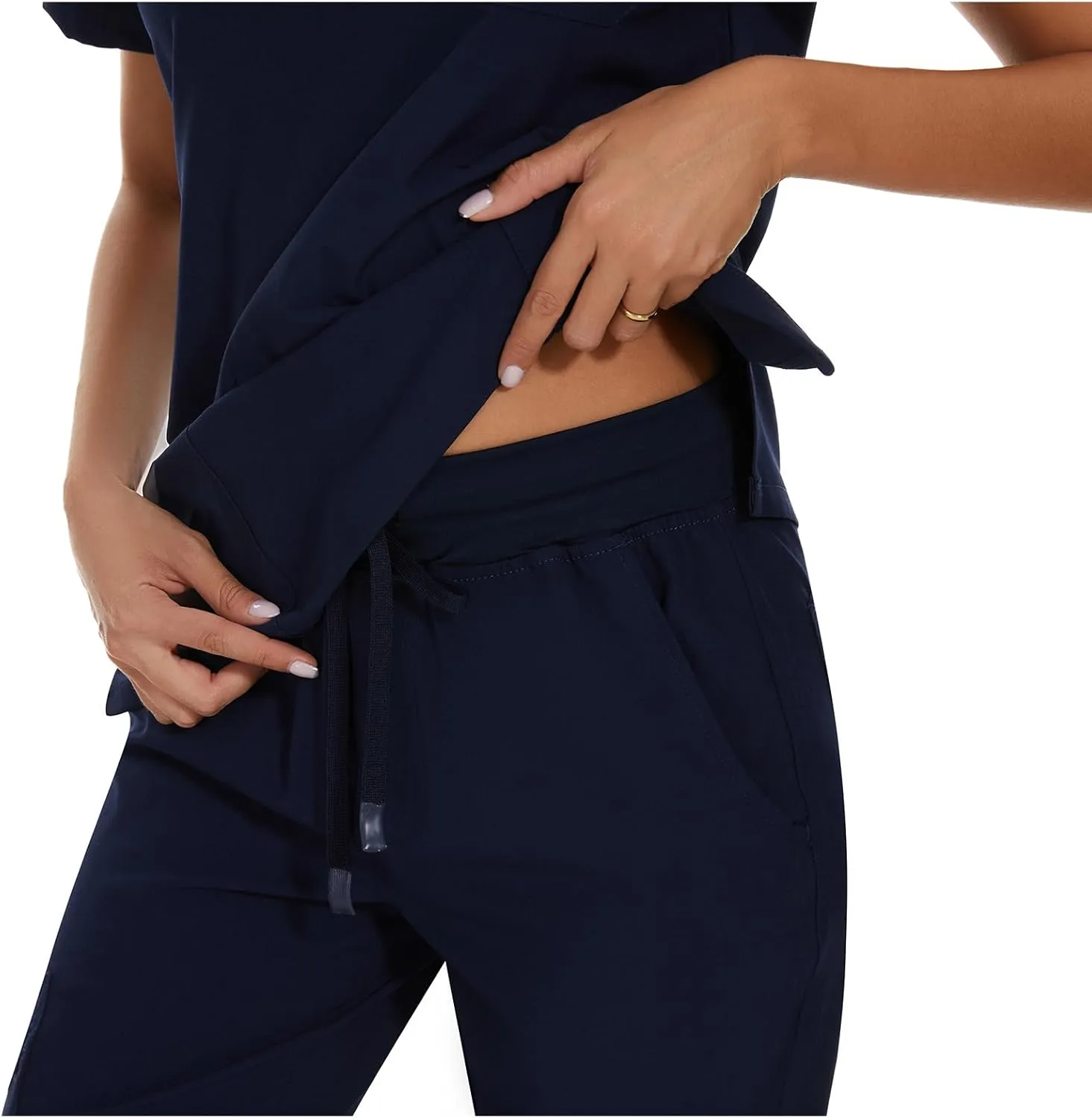 COZYFIT Scrubs for Women Set - Stretch V-Neck Scrub Top & Jogger Pant with 8 Pockets